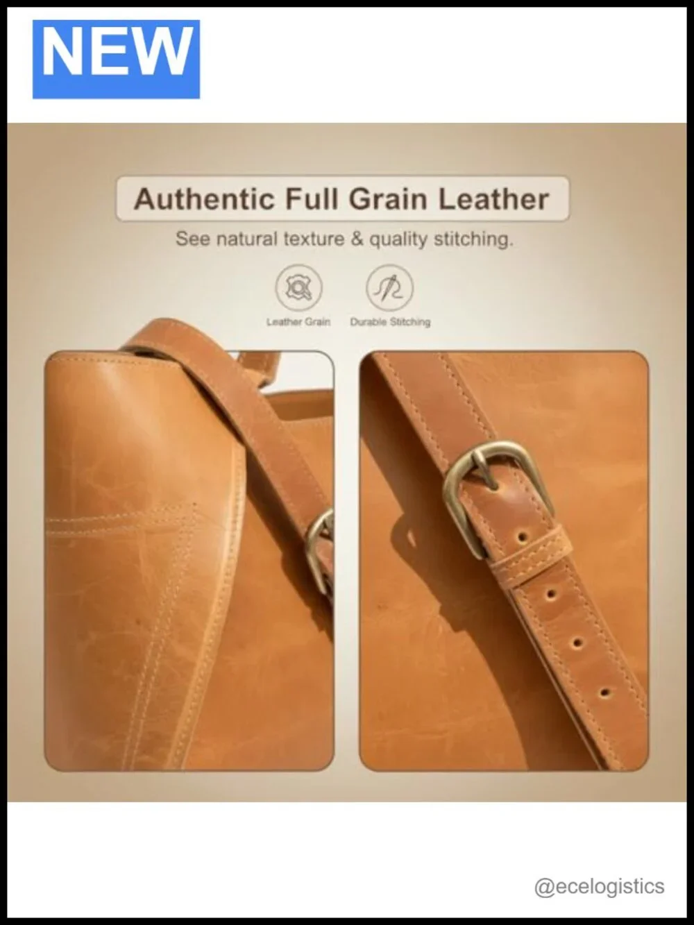 Genuine Leather Tote Bag for Women Structured Work Travel Handbag